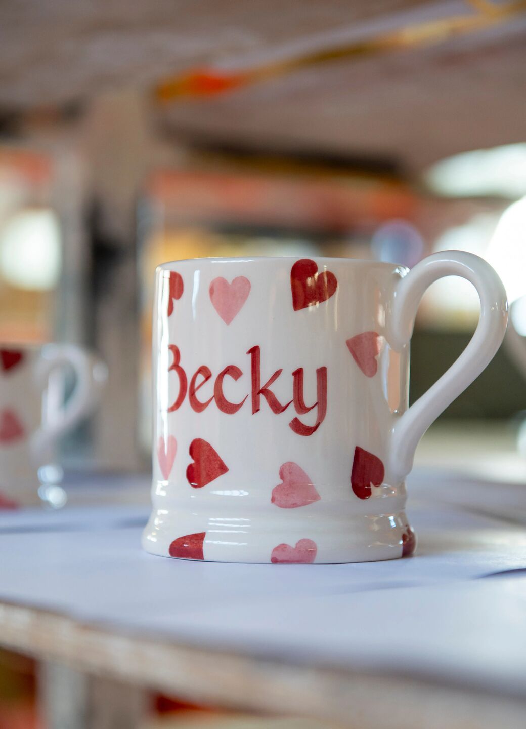 Personalised Pink Hearts 1/2 Pint Mug