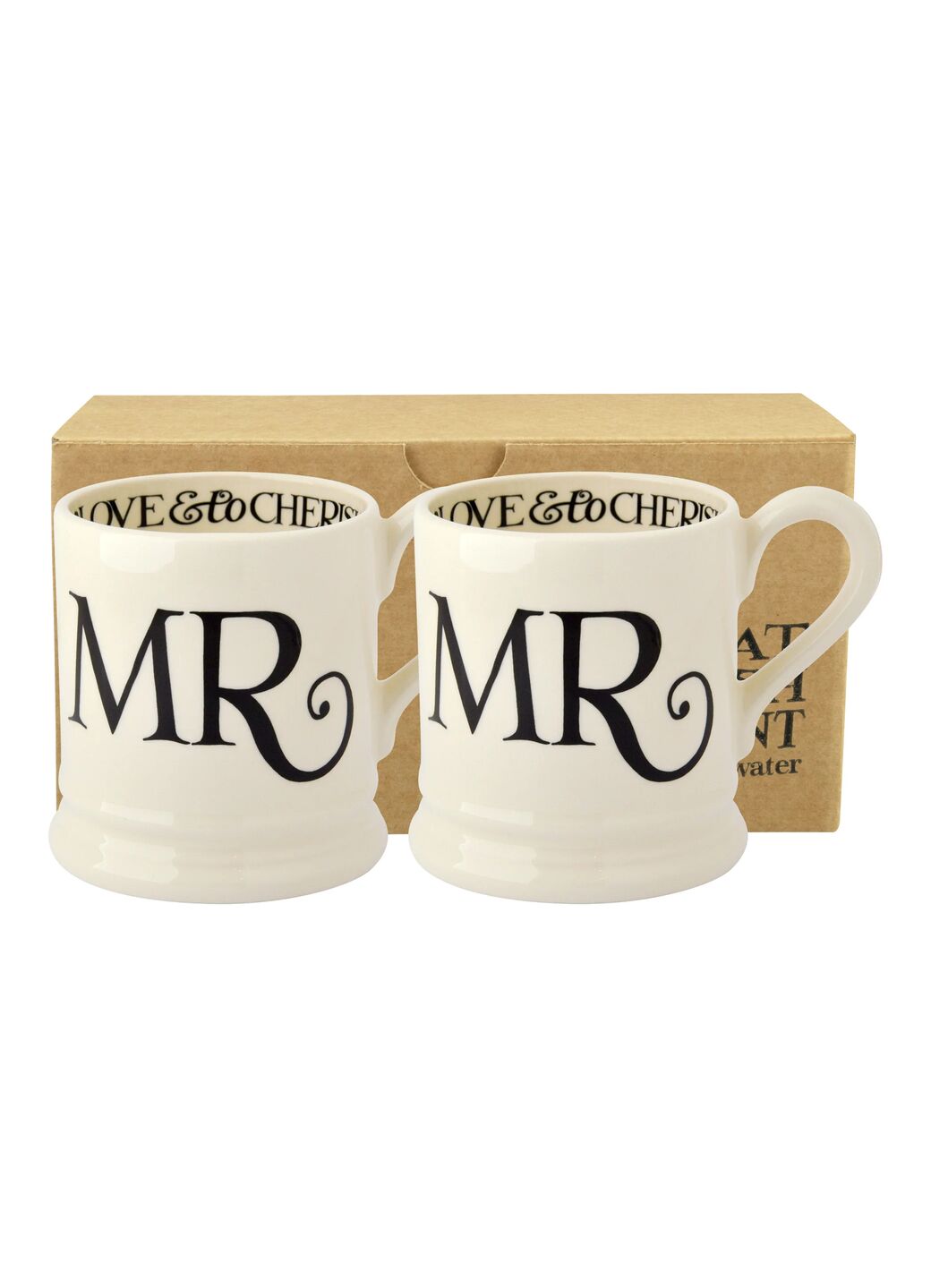 Black Toast 'Mr & Mr' Set of 2 1/2 Pint Mugs Boxed