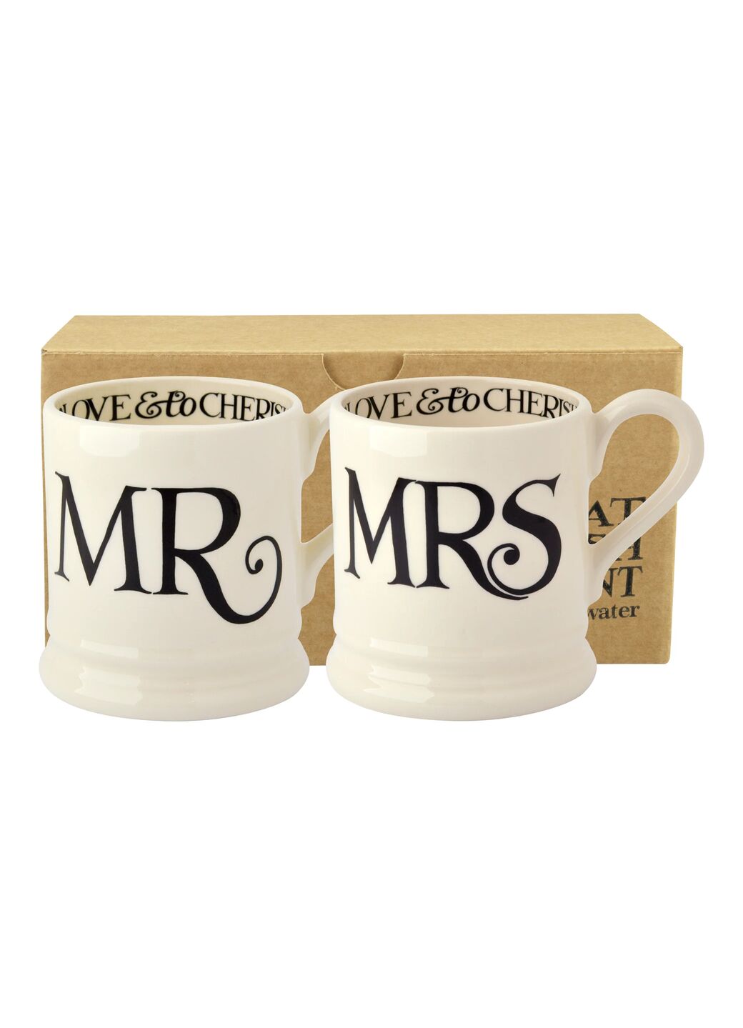 Black Toast 'Mr & Mrs' Set of 2 1/2 Pint Mugs Boxed