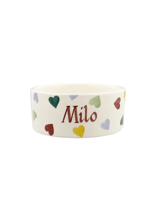 Personalised Polka Hearts Small Pet Bowl