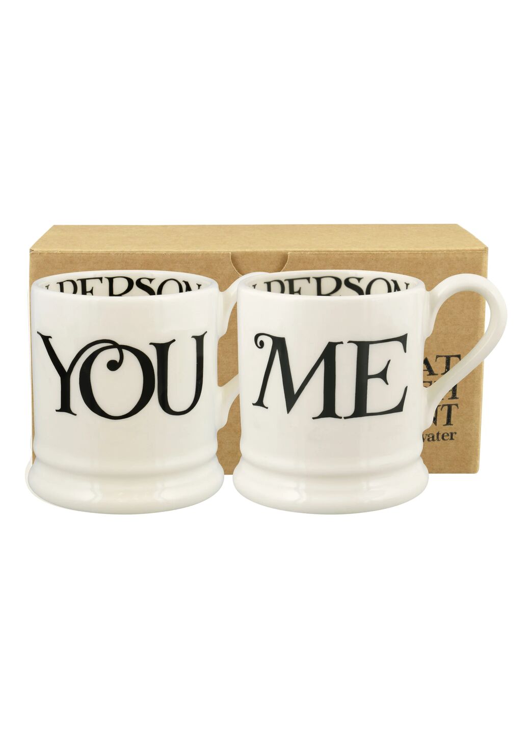 Black Toast You & Me Set Of 2 1/2 Pint Mugs