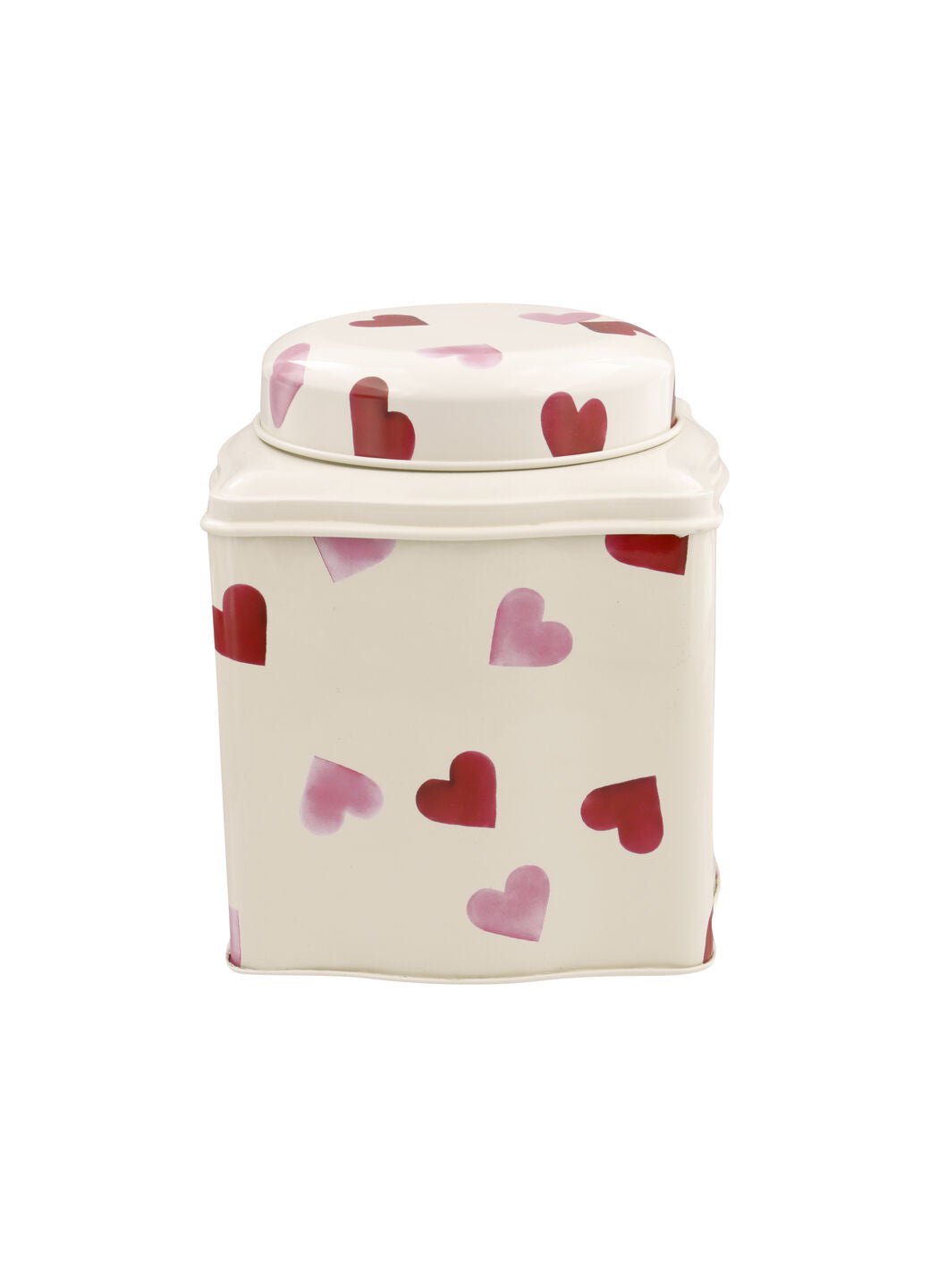 Pink Hearts Dome Lid Curved Tin Caddy