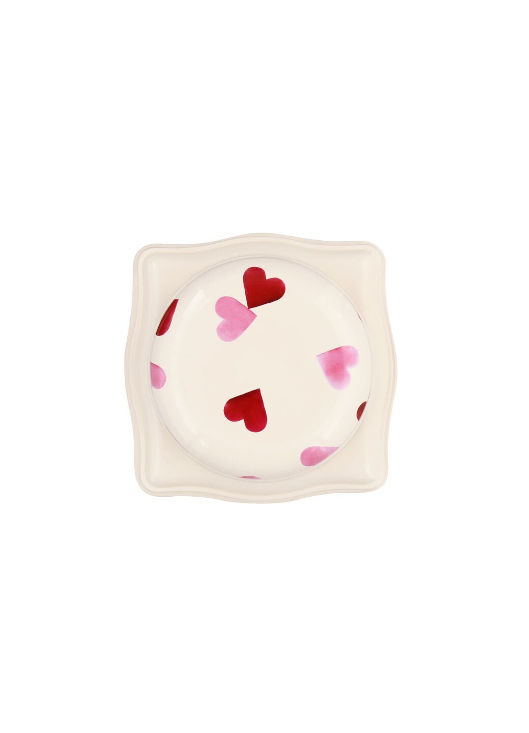 Pink Hearts Dome Lid Curved Tin Caddy