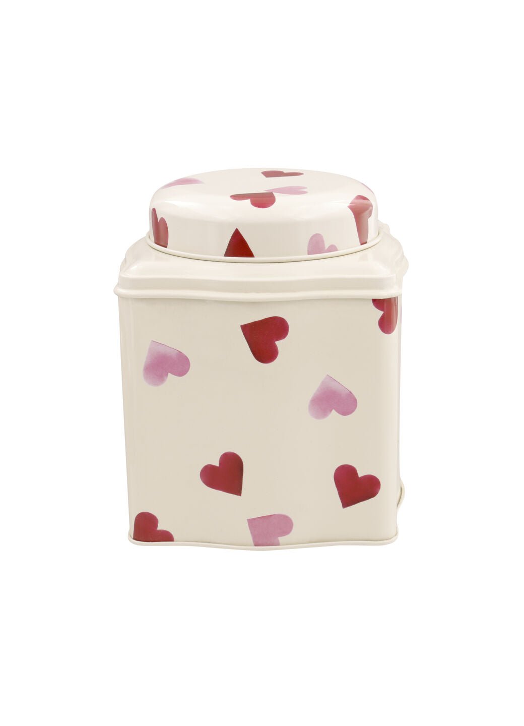 Pink Hearts Dome Lid Curved Tin Caddy