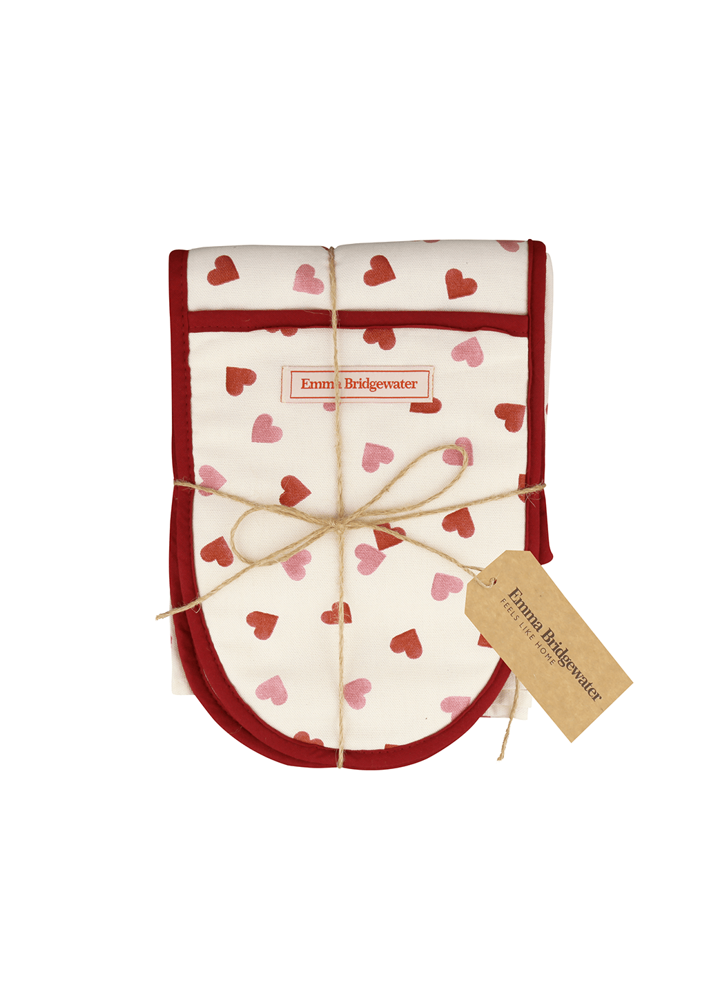 Pink Hearts Tea Towel & Double Oven Glove Set