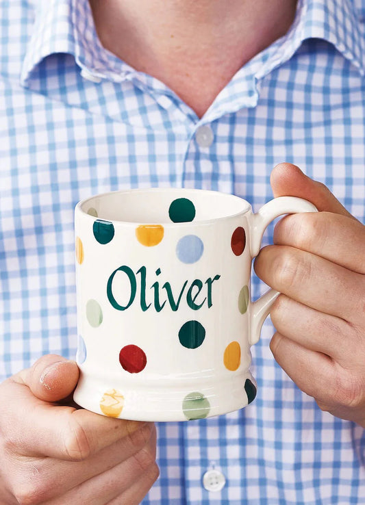 Personalised Polka Dot 1/2 Pint Mug