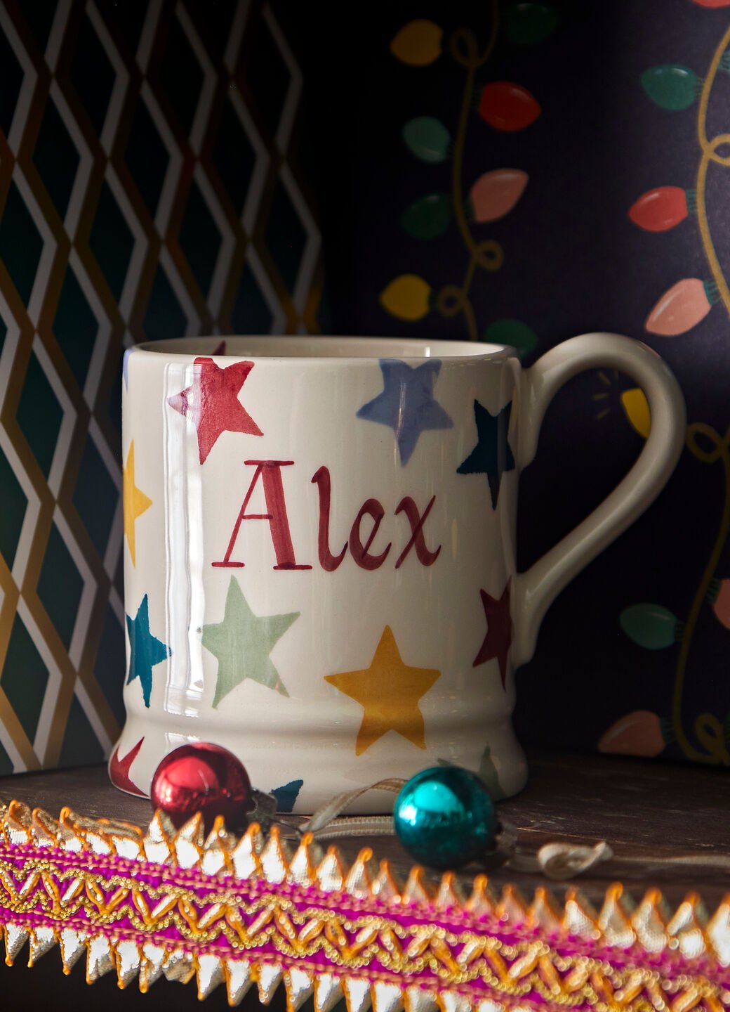 Personalised Polka Star 1/2 Pint Mug