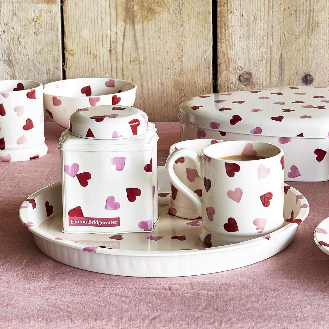 Pink Hearts Round Tin Tray