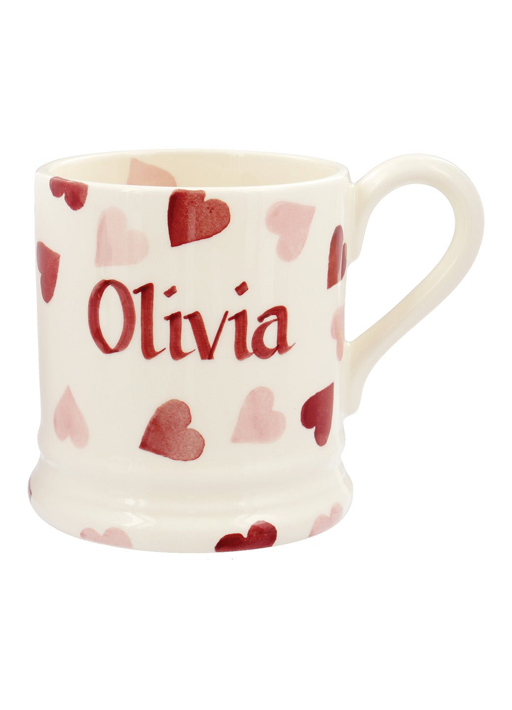 Personalised Pink Hearts 1/2 Pint Mug