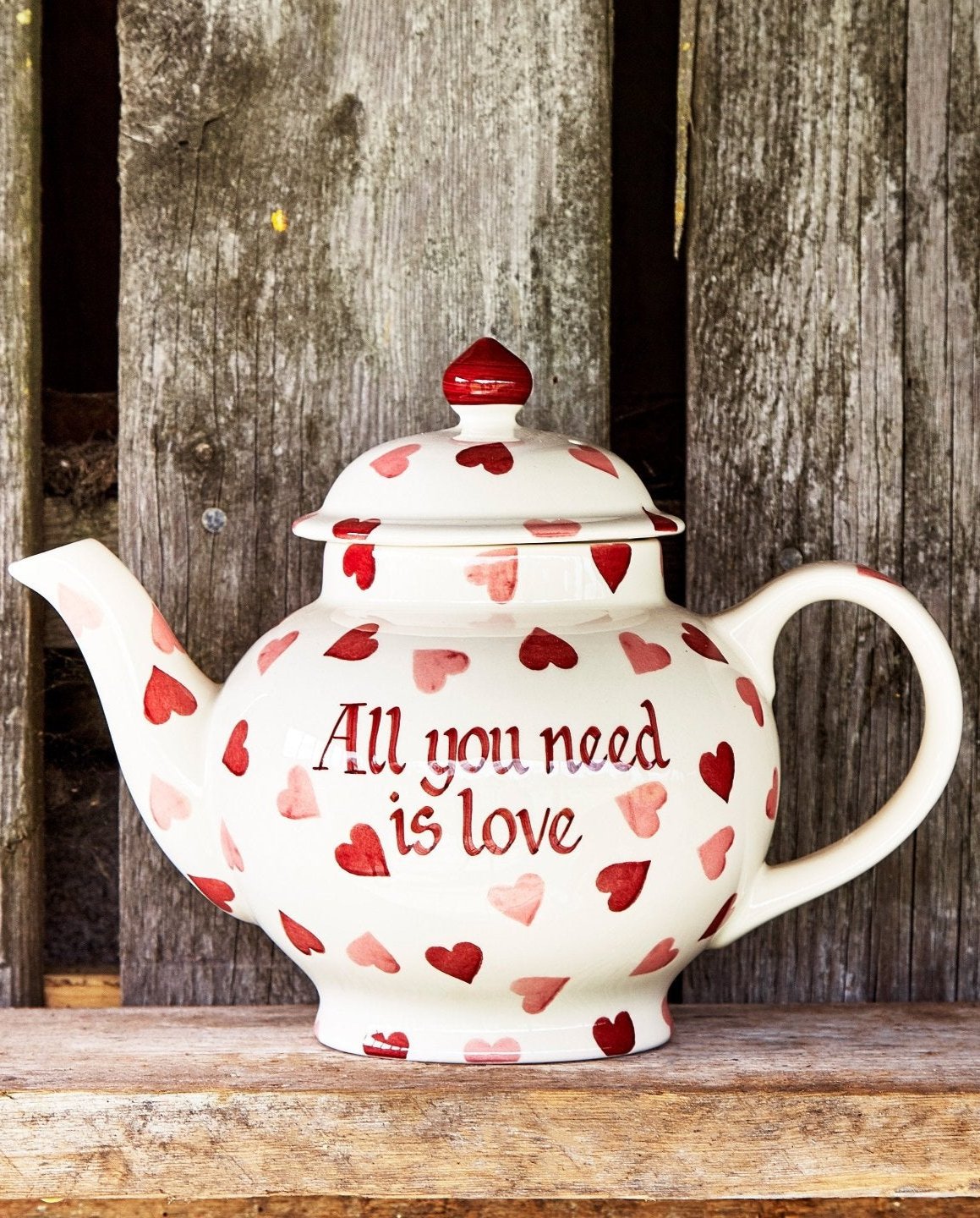 Personalised Pink Hearts 4 Mug Teapot