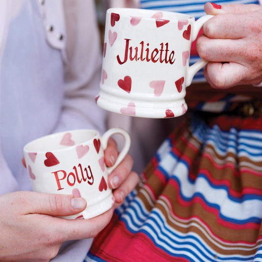 Personalised Pink Hearts Small Mug